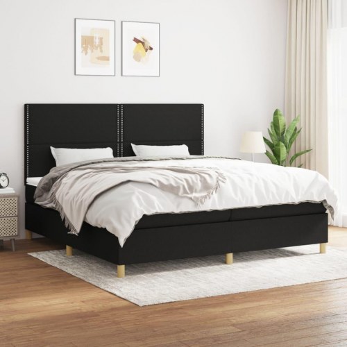 Kontinentalseng med madras 200×200 cm - stof, sort