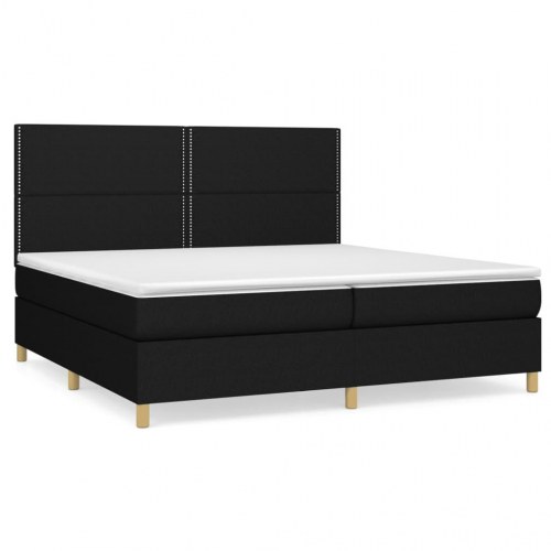Kontinentalseng med madras 200×200 cm - stof, sort