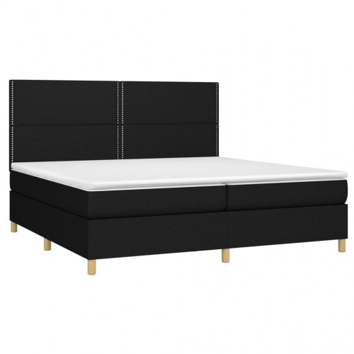 Kontinentalseng med madras 200×200 cm - stof, sort