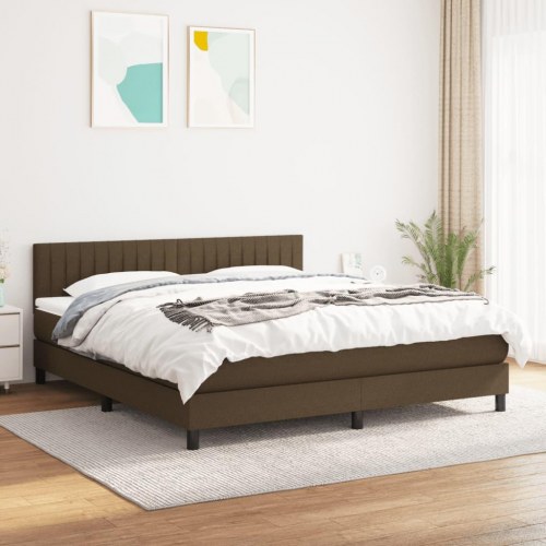 Kontinentalseng med madras 160x200 cm - stof, mørkebrun
