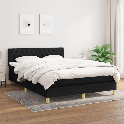 Kontinentalseng med madras 140×200 cm - stof, sort