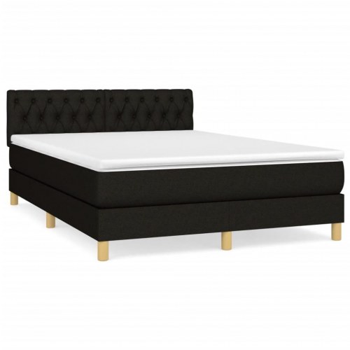 Kontinentalseng med madras 140×200 cm - stof, sort