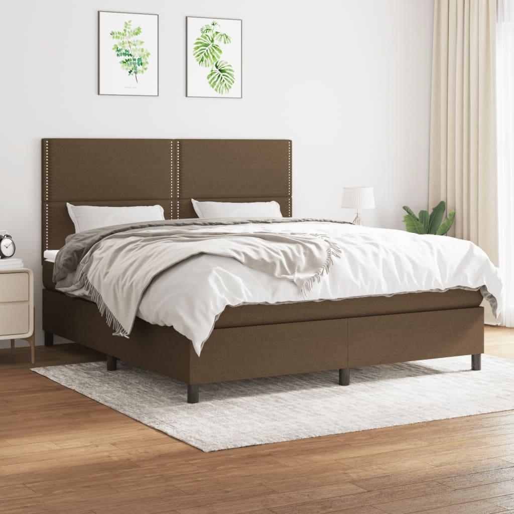 Kontinentalseng med madras 180×200 cm - stof, mørkebrun billede