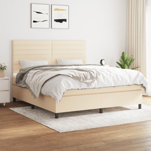 Kontinentalseng med madras 180×200 cm - stof, cremefarvet