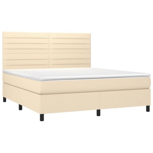 Kontinentalseng med madras 180×200 cm - stof, cremefarvet