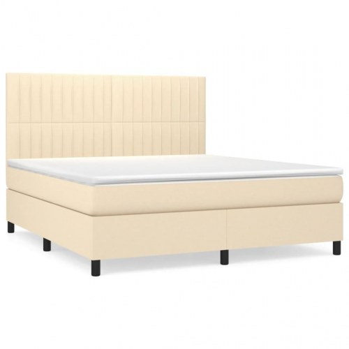 Kontinentalseng med madras 160×200 cm - stof, cremefarvet