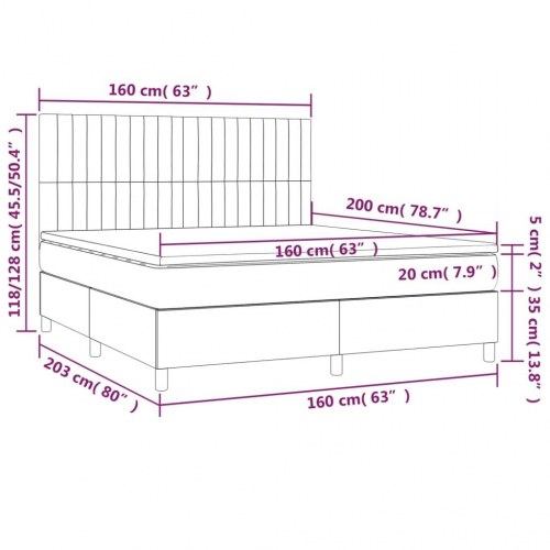 Kontinentalseng med madras 160×200 cm - stof, cremefarvet