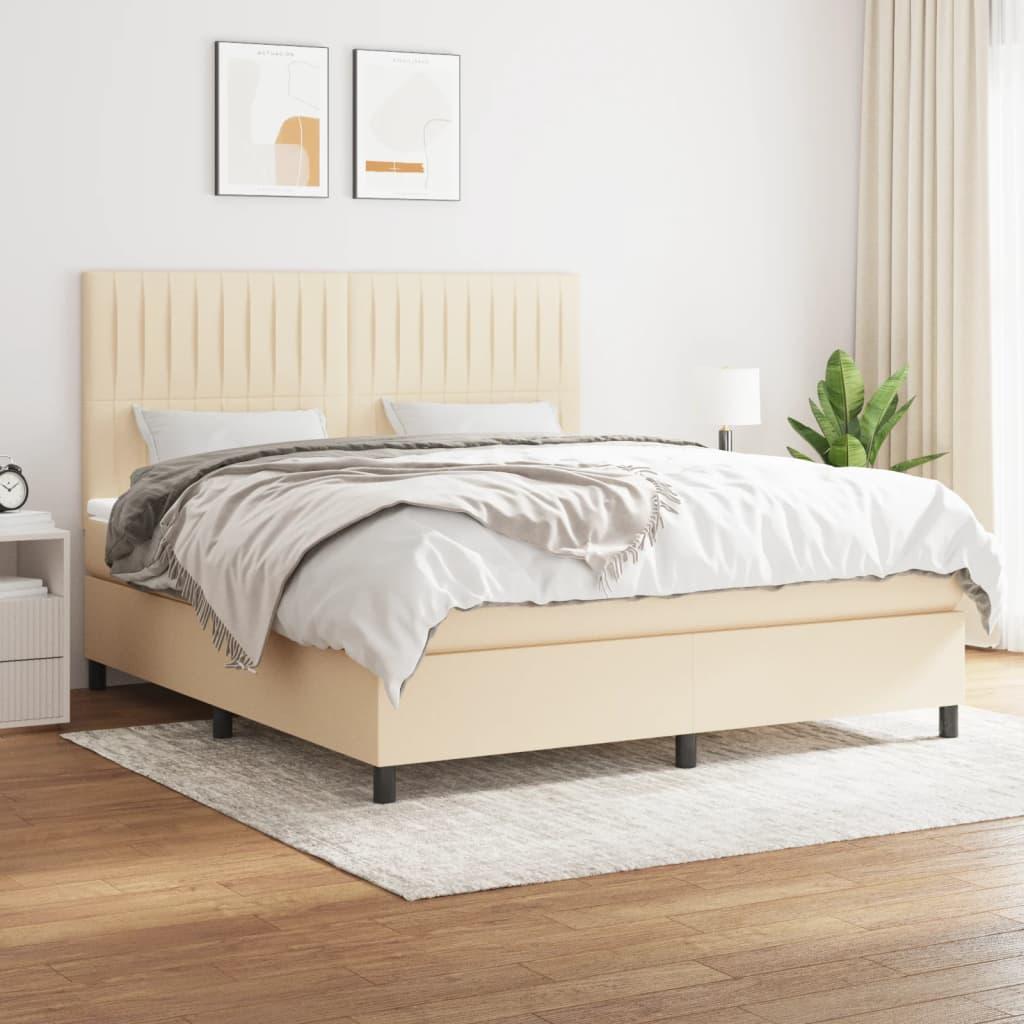 Kontinentalseng med madras 180x200 cm i stof - cremefarvet