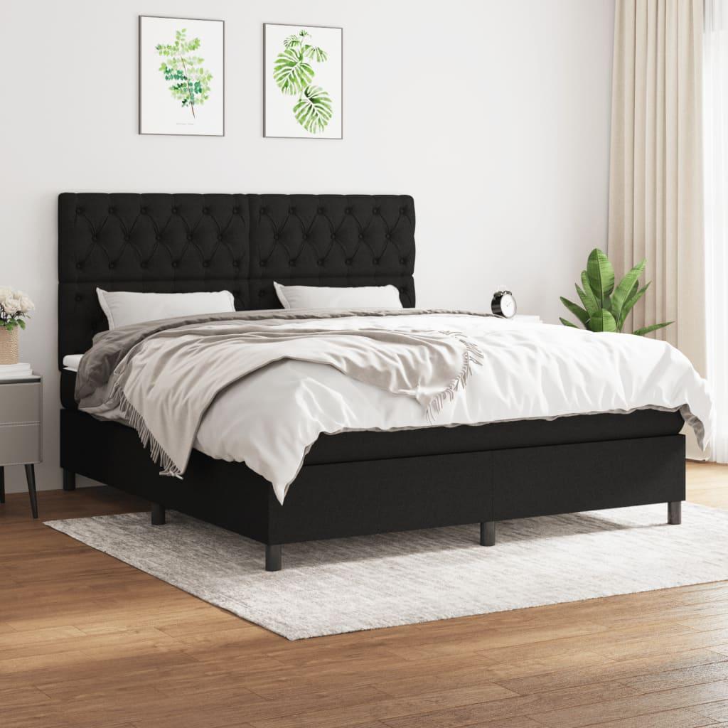 Kontinentalseng med madras 160×200 cm - stof, sort billede