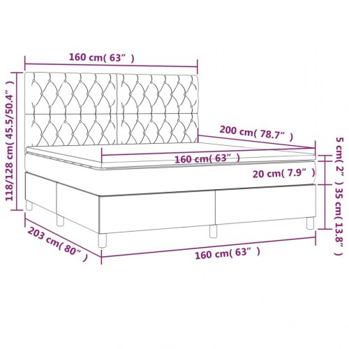 Kontinentalseng med madras 160×200 cm - stof, sort