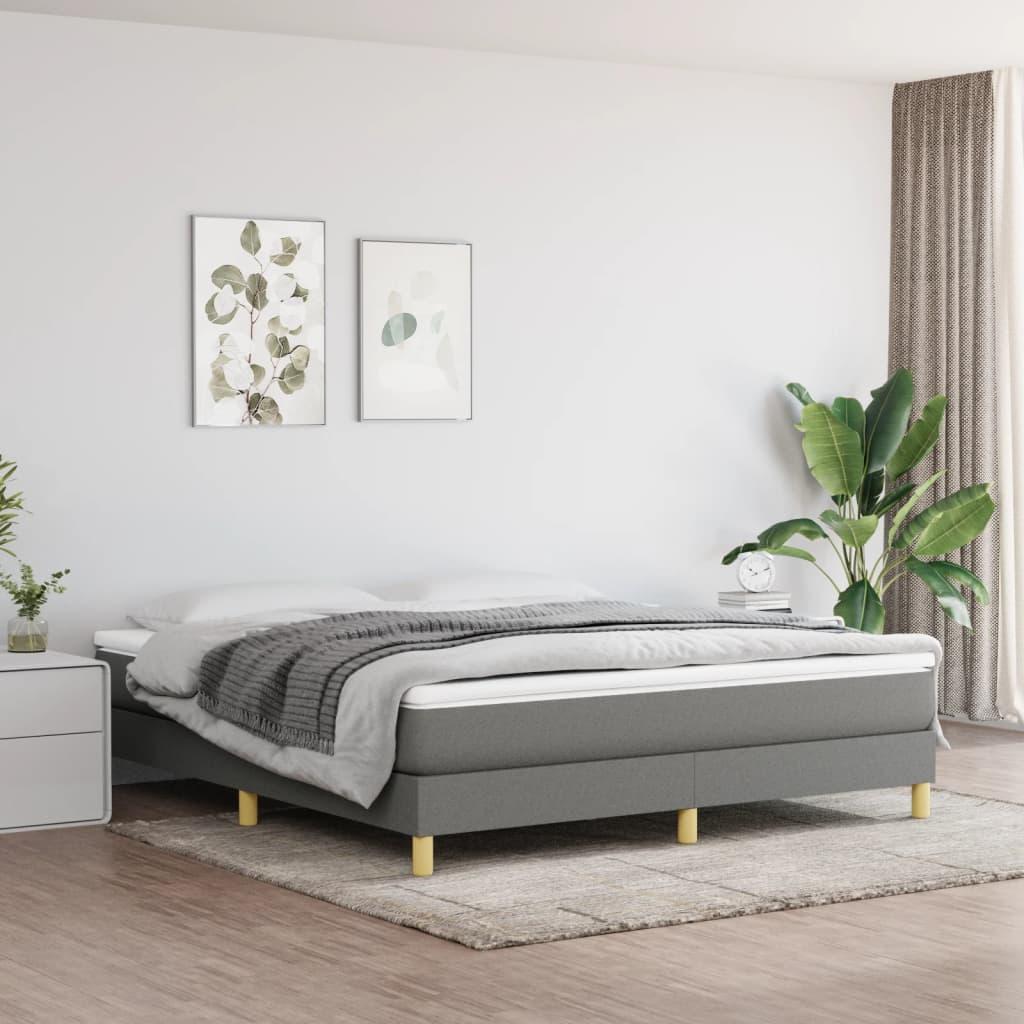 Kontinentalseng med madras 160×200 cm - stof, mørkegrå billede