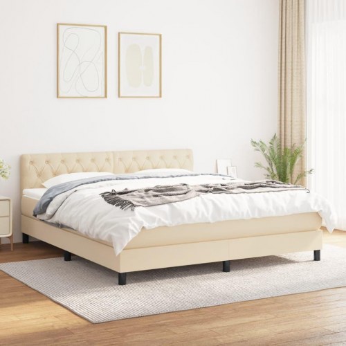 Kontinentalseng med madras 160×200 cm - stof, cremefarvet