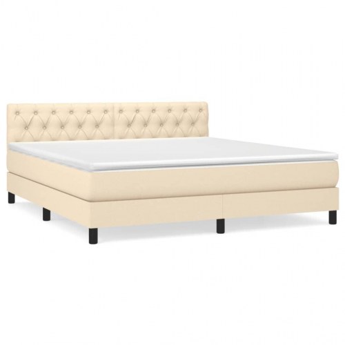 Kontinentalseng med madras 160×200 cm - stof, cremefarvet