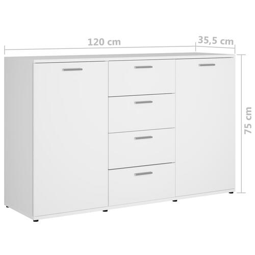 Skænk 120x35,5x75 cm konstrueret træ hvid