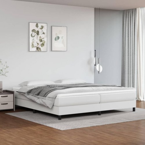 Kontinentalseng med madras 200×200 cm - kunstlæder, hvid