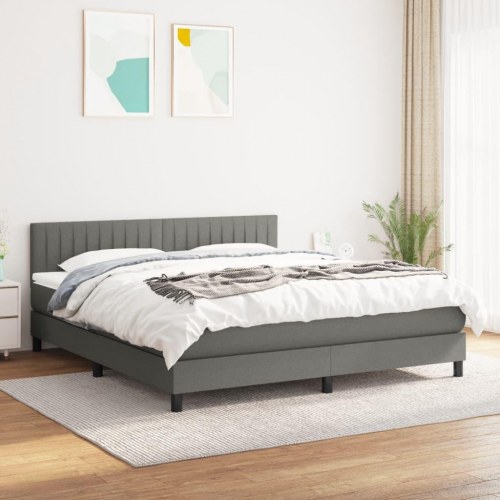 Kontinentalseng med madras 180x200 cm - stof, mørkegrå