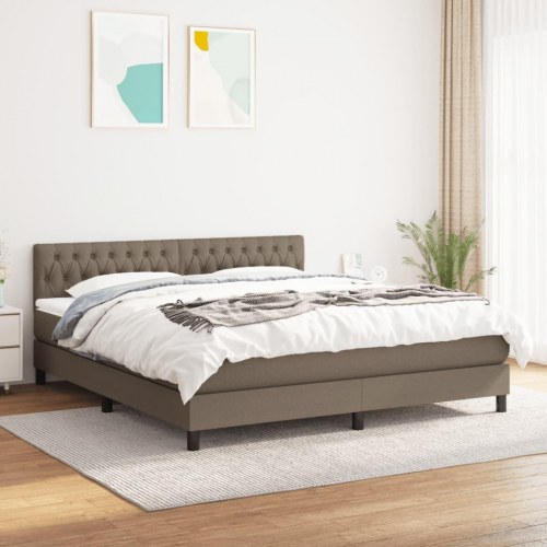 Kontinentalseng med madras 180×200 cm - stof, gråbrun