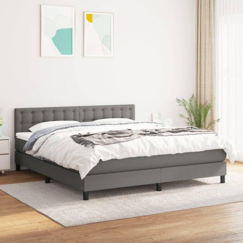 Kontinentalseng med madras 160 × 200 cm - stof, mørkegrå