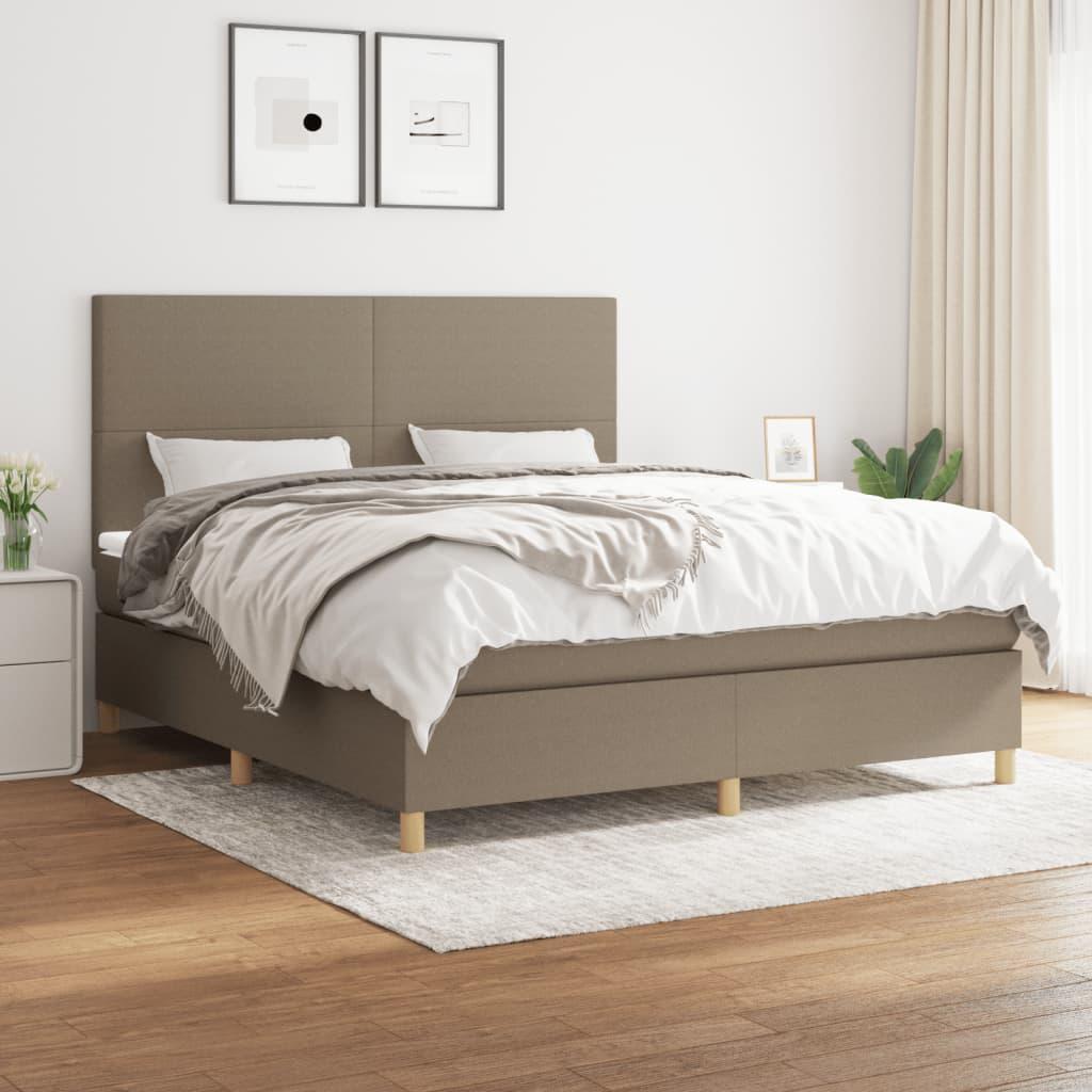 Kontinentalseng med madras 160x200 cm stof gråbrun billede