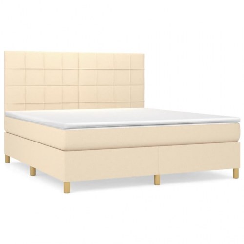 Kontinentalseng med madras 160×200 cm - stof, cremefarvet