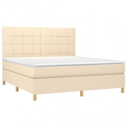 Kontinentalseng med madras 160×200 cm - stof, cremefarvet
