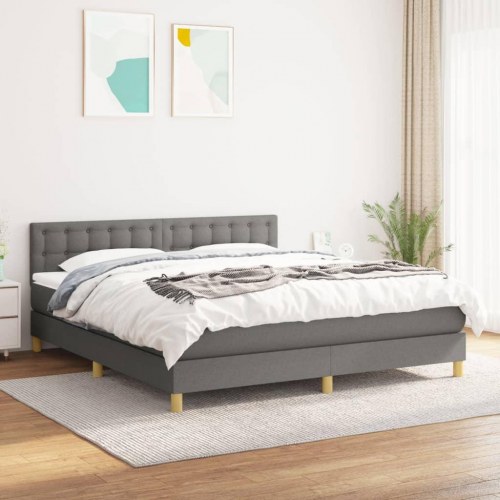 Kontinentalseng med madras 180 × 200 cm - stof, mørkegrå