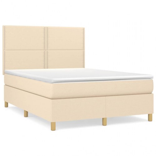 Kontinentalseng med madras 140×200 cm - stof, cremefarvet