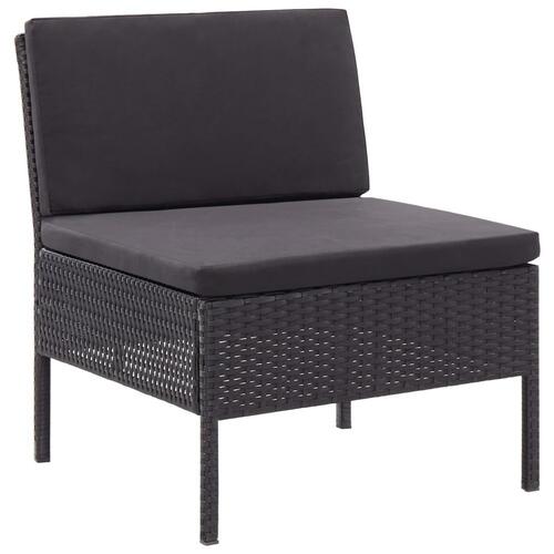 Haveloungesæt 3 dele med hynder polyrattan sort