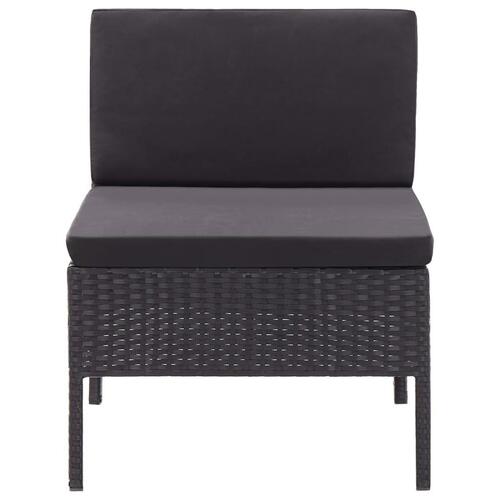 Haveloungesæt 3 dele med hynder polyrattan sort
