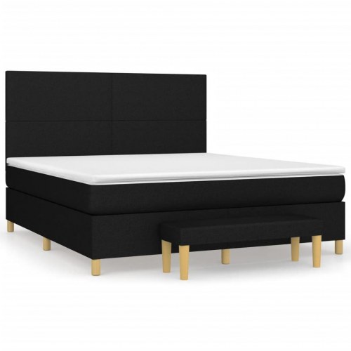 Kontinentalseng med madras 180×200 cm - stof, sort