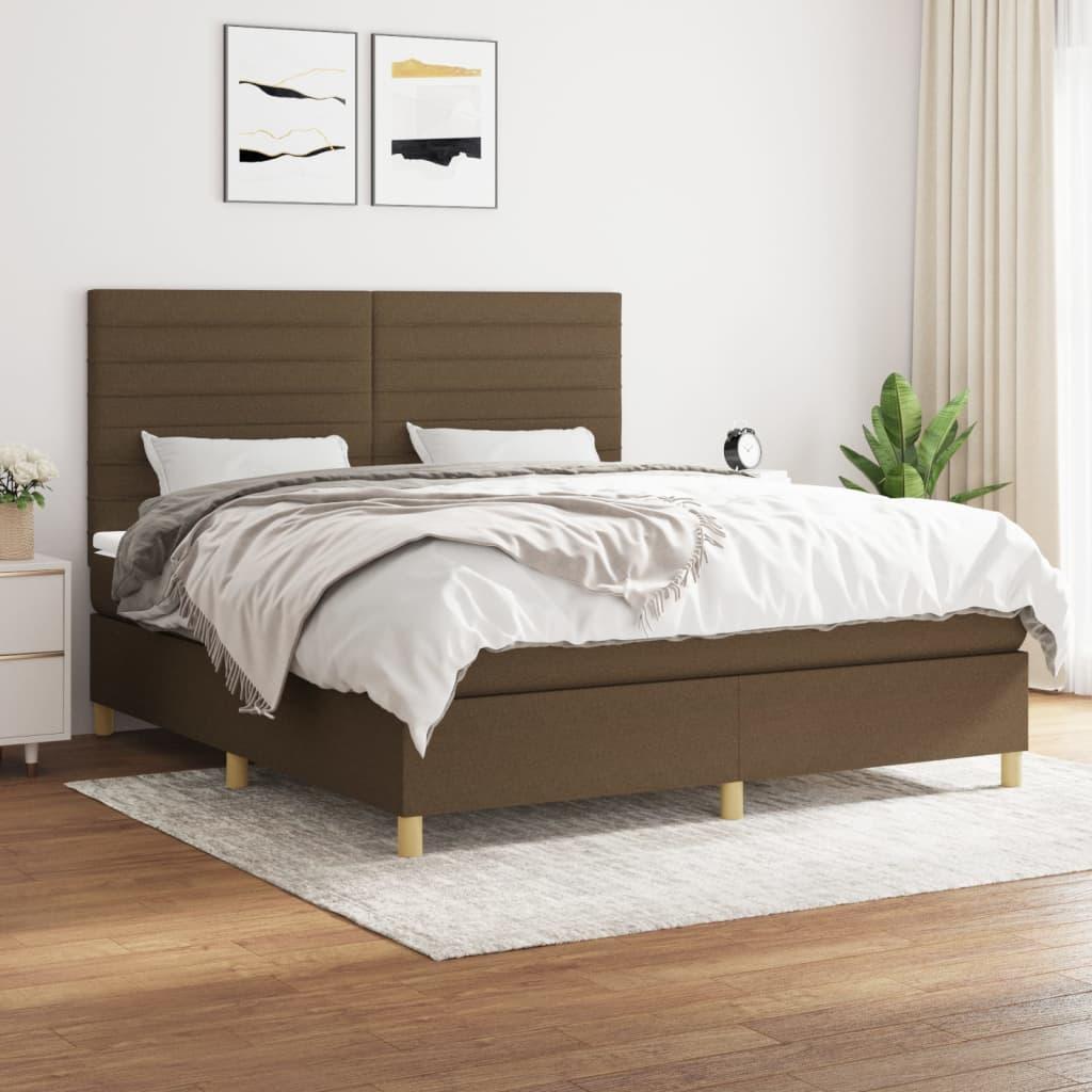 Kontinentalseng med madras 160×200 cm - stof, mørkebrun billede