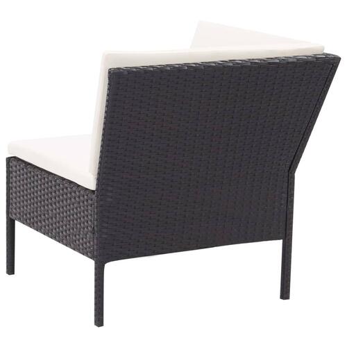 Haveloungesæt 3 dele med hynder polyrattan sort