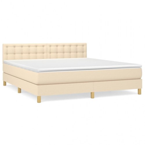 Kontinentalseng med madras 160×200 cm - stof, cremefarvet