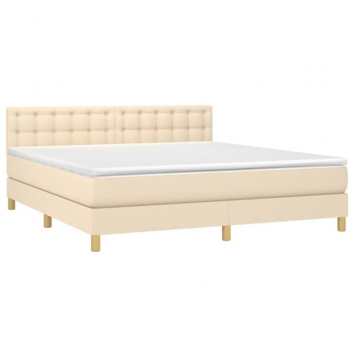 Kontinentalseng med madras 160×200 cm - stof, cremefarvet