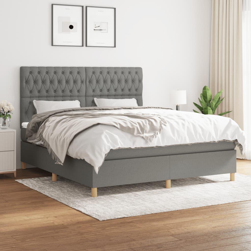 Kontinentalseng med madras 180x200 cm stof mørkegrå billede