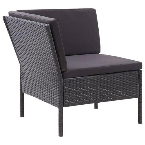 Haveloungesæt 3 dele med hynder polyrattan sort