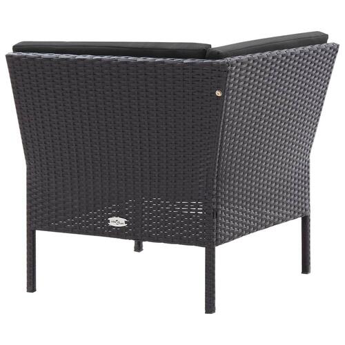 Haveloungesæt 3 dele med hynder polyrattan sort