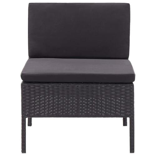 Haveloungesæt 3 dele med hynder polyrattan sort