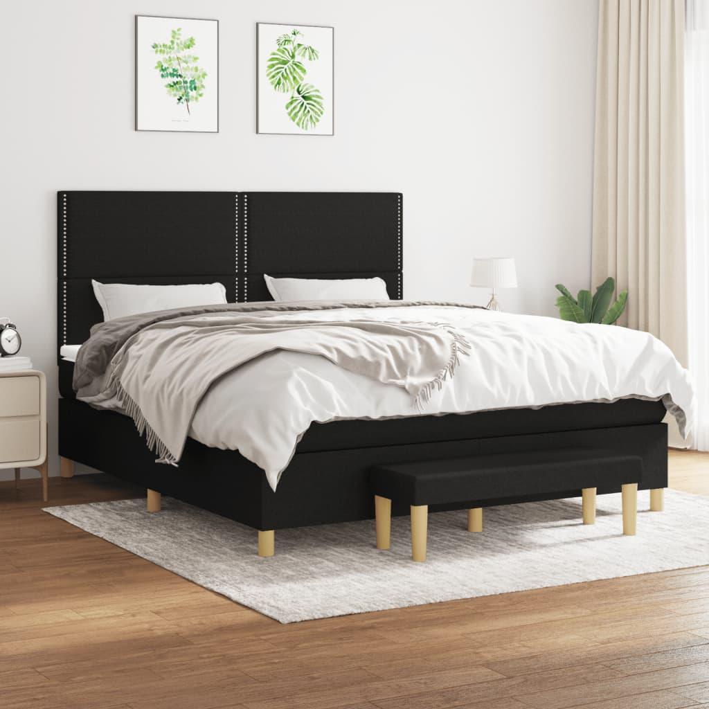 Kontinentalseng med madras 180x200 cm stof sort