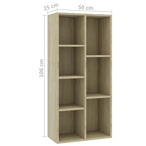 Bogreol 50x25x106 cm konstrueret træ sonoma-eg