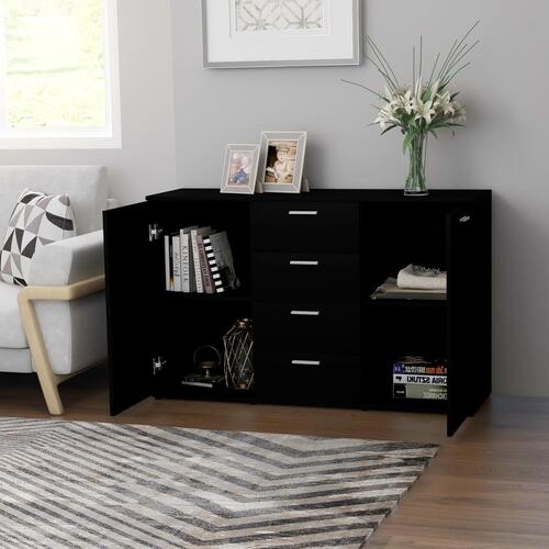 Skænk 120x35,5x75 cm spånplade sort
