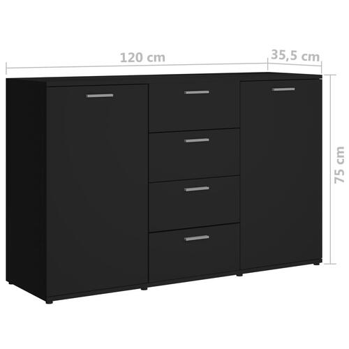Skænk 120x35,5x75 cm spånplade sort