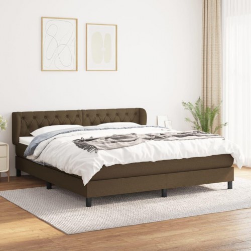 Kontinentalseng med madras 160×200 cm - stof, mørkebrun