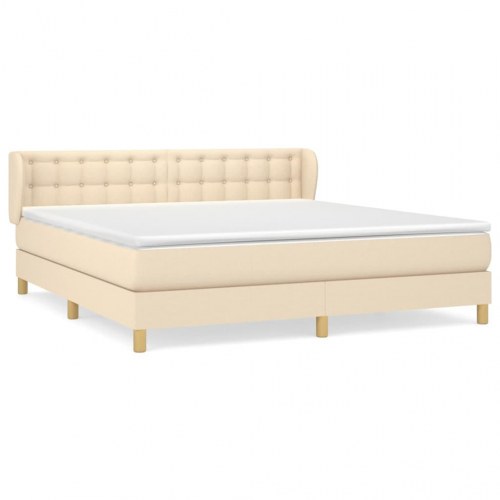 Kontinentalseng med madras 160×200 cm - stof, cremefarvet