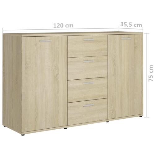 Skænk 120x35,5x75 cm konstrueret træ sonoma-eg