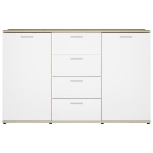 Skænk 120x35,5x75 cm konstrueret træ hvid og sonoma-eg