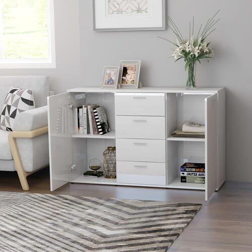 Skænk 120x35,5x75 cm spånplade højglans hvid