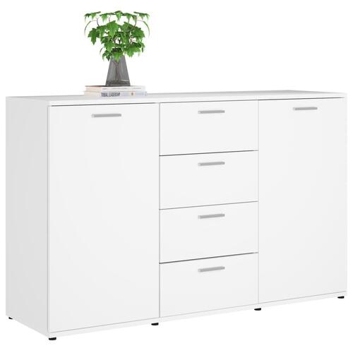 Skænk 120x35,5x75 cm spånplade højglans hvid