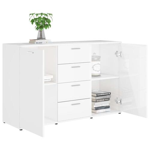 Skænk 120x35,5x75 cm spånplade højglans hvid