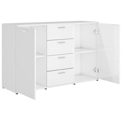 Skænk 120x35,5x75 cm spånplade højglans hvid